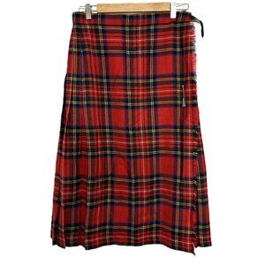 Highland Home Industries Made in Scotland Red Plaid Kilt Size 14 Vtg